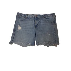 Old Navy Mid Rise OG Loose Cut Off Denim Shorts Womens 18 Distressed Raw Hem
